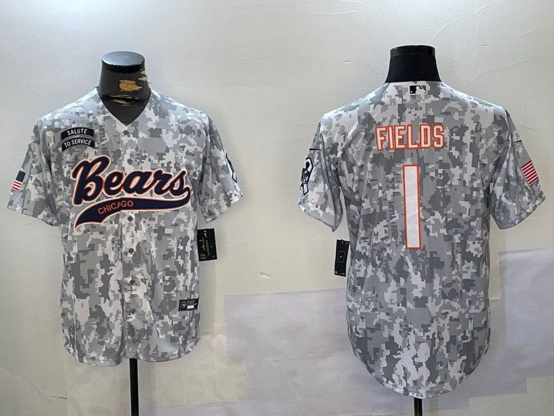 Men Chicago Bears #1 Fields Nike Arctic Camo 2024 Salute to Service Limited NFL Jersey style 1->chicago bears->NFL Jersey